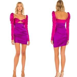 The Bar Two-Tone Silk Satin Twist-Front Minidress